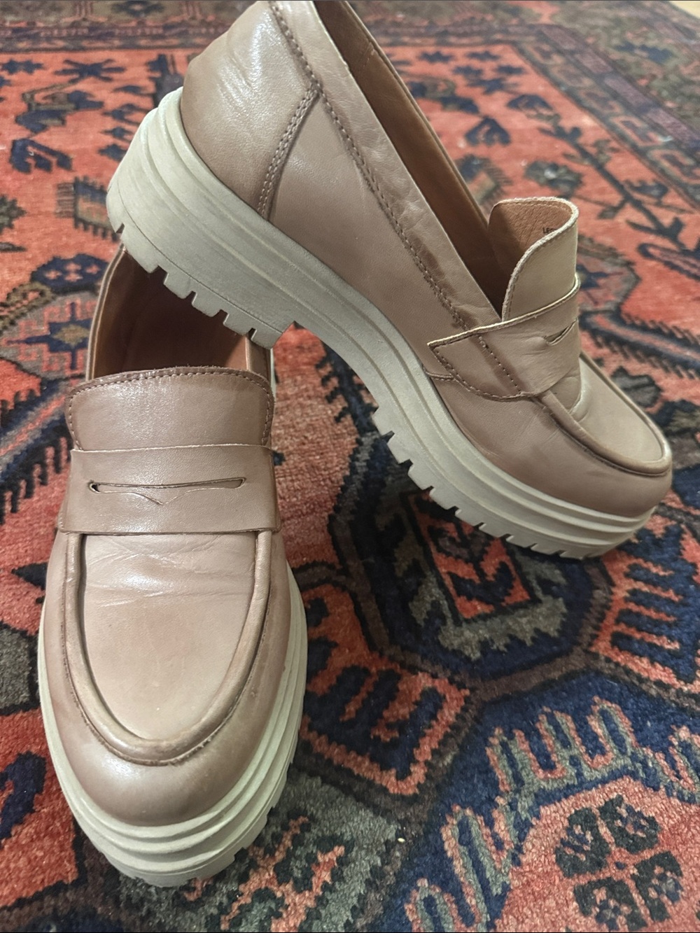 Platform Taupe Leather Loafer - Miz Mooz